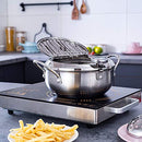 BYBYCD Stainless Steel Deep Frying Pot Japanese Style Deep Frying Pan Tempura