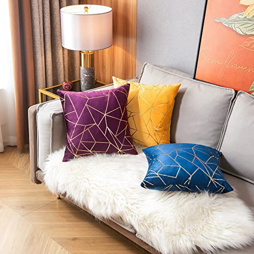 Pack of 2 Cushion Cases Throw Pillow Covers Modern Shining Gilding Geometric Pattern