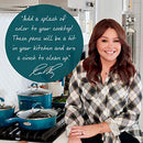 Rachael Ray Brights Nonstick Cookware Pots and Pans Set, 14 Piece, Marine Blue