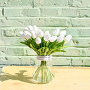 20pcs White Flowers Artificial Tulip Silk Flowers 13.5"