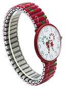 Christmas Stretch Watch with Special Design on Band (Christmas Candy Red)
