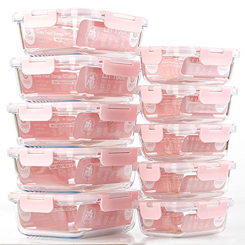 [10 Pack] Glass Meal Prep Containers, Food Storage Containers with Lids Airtight