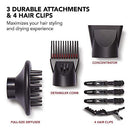 Ceramic Hair Dryer, 3 Heat Settings, 2 Speed Slide Switch, Cool Shot Button