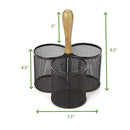 Mind Reader Microwave Cart Utensil Holder, 3-Section, Black
