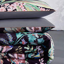 Floral Leaves Pattern Duvet Cover King Black Duvet Cover Set Grey Bedding Set