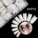 500PCS Half Cover False Nails Tips - Acrylic Nail Tips, 10 Sizes Lady French Style Acrylic