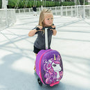 3-D Hardshell Ride On Suitcase Scooter for Kids - Cute Lightweight Kids Carry-On Luggage