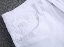 Leward Men's Slim Fit Stretch Destroyed Ripped Skinny Denim Jeans (36, White)