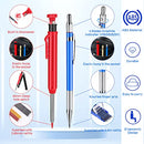 Mechanical Carpenter Pencils Set with 39 Pcs Refills, Built in Sharpener, Construction Pencils