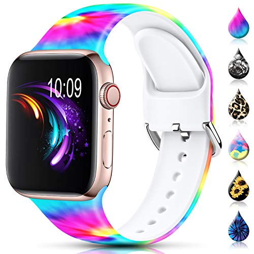 Sport Band Compatible with Apple Watch Bands  for Women Men,Floral Silicone Printed