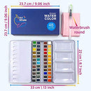 Watercolor Paint Set in Half-Pans by ArtWhale, 48 colors, Tin Box + Waterbrush