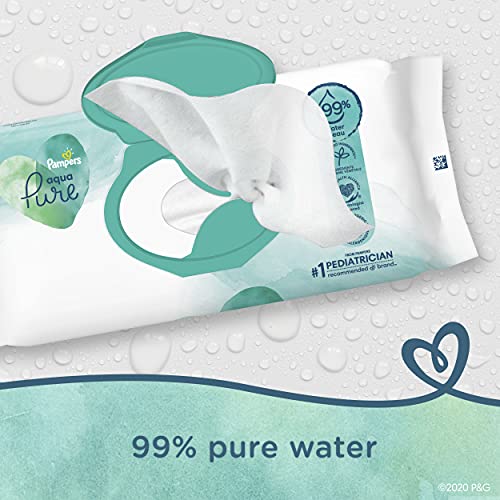 Pampers Aqua Pure Sensitive Water Baby Diaper Wipes, Hypoallergenic and Unscented