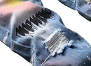 Men's Casual Color Printed Ripped Distressed Jeans Skinny Denim Pants