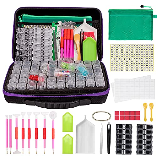 60 Slots Diamond Embroidery Box, 142pcs 5D Diamond Painting Accessories Kit