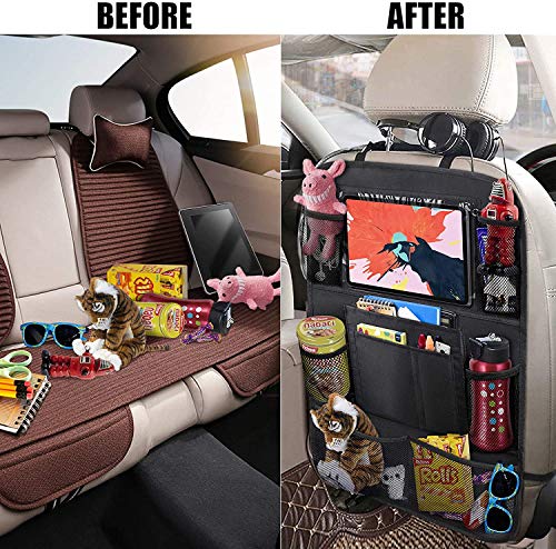 Car Backseat Organizer with 10" Table Holder, 9 Storage Pockets Seat Back Protectors