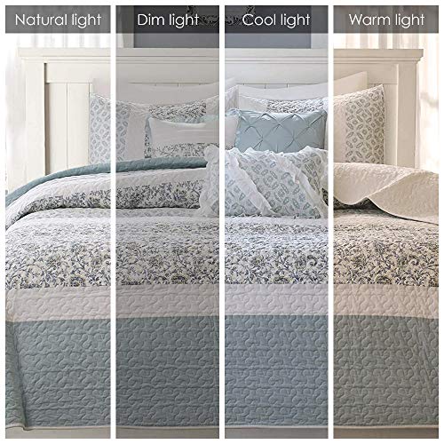 Dawn 6 Piece Cotton Percale Quilted Coverlet Set, Blue