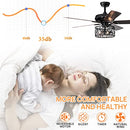 52"Farmhouse Rustic Indoor Ceiling Fans with Lights Industrial Black Metal Caged Ceiling