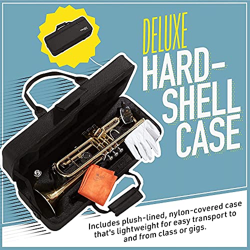 Trumpets for Beginner or Advanced Student w/Case, Cloth, Oil, Gloves - Brass Musical Instruments
