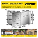 Outdoor Kitchen Door Drawer Combo 29.5" W x 22.6" H x 21.7''D, Access Door/Triple Drawers with Propane Drawer