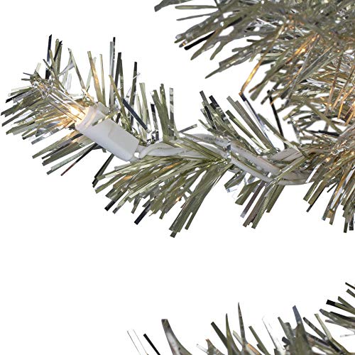 Northlight 3' Metallic Sheer Champagne Artificial Tinsel Christmas Tree - Clear Lights