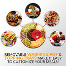 Nostalgia Taco Tuesday Heated Lazy Susan Topping Bar Perfect for Burritos, Nachos, Fajitas, 20-Oz. Warming Pot, Includes 4 Tortilla Holders, Red