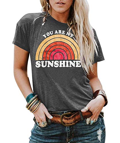 Kaislandy Womens You are My Sunshine T Shirt Short Sleeve Printed Graphic Tees
