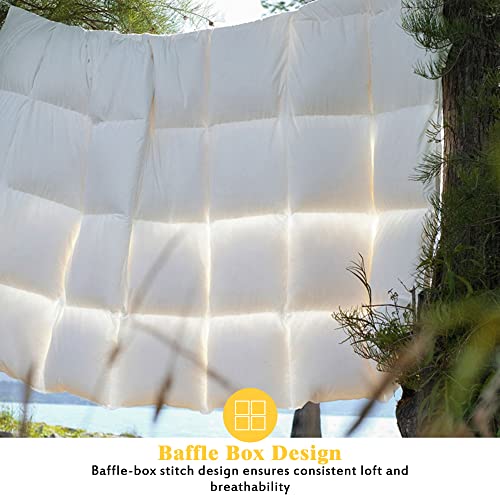 White Down Comforter King Size with Corner Tabs, All Season Baffle Box Design Duvet