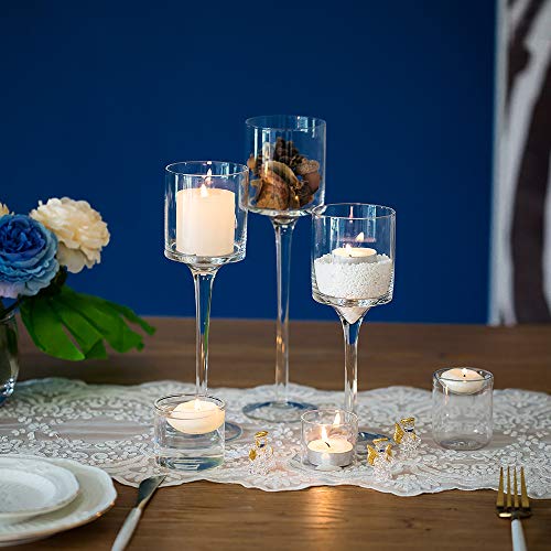 6 Sets (18 Pcs) Candlestick & Tealight Candle Holder, Elegant Glass Stylish Design