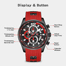 Men Watch Waterproof Sport Casual Watch for Men  Quartz Wristwatches (Red)