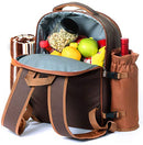 Picnic Backpack Bag for 4 Person w/ Cooler Compartment, Detachable Bottle Holder