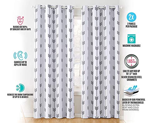 Arrow Printed Room Darkening Thermal Grommet Window Curtain Drape