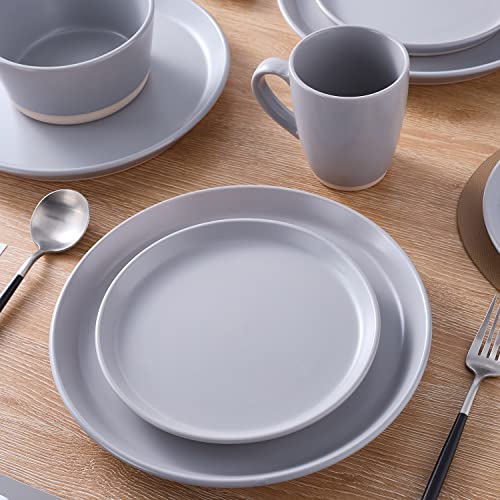 Stone Lain Jules 32 Piece Stoneware Round Dinnerware Set, Grey