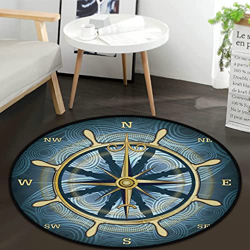 Rug Non-Slip The Compass Rose Round Area Rug