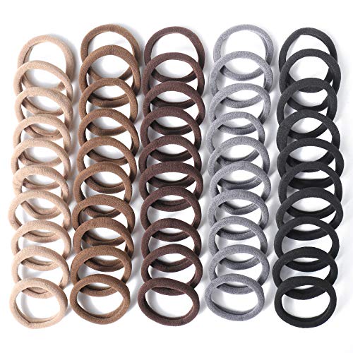100 Pcs Thick Seamless Brown Hair Ties, Ponytail Holders Hair Accessories No Damage