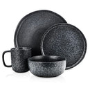 Stone Lain Tom Rustic Stoneware Dinnerware Set for 8, Black and White Reflection