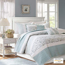 Dawn 6 Piece Cotton Percale Quilted Coverlet Set, Blue