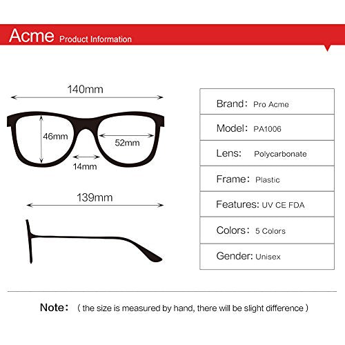 Pro Acme Non-prescription Glasses Frame Clear Lens Eyeglasses (Transparent)