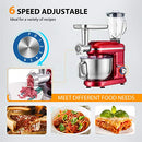 VIVOHOME 3 in 1 Multifunctional Stand Mixer with 6 Quart Stainless Steel Bowl, 650W 6-Speed Tilt-Head Meat Grinder Juice Blender, ETL Listed, Red