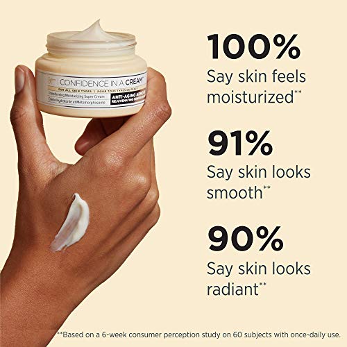 it COSMETICS Confidence In A Cream - Facial Moisturizer - Reduces The Look Of Wrinkles & Pores, Visibly Brightens Skin - With Hyaluronic Acid & Collagen - 2.0 Fl Oz