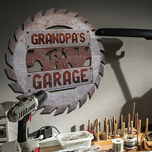 Grandpa's Garage Saw Blade Wood Sign | Rustic Father's Day Home Decor