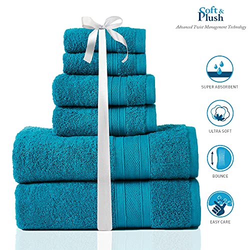 100% Cotton, Highly Absorbent, Bath Linen Sets , Super Soft, 6 Piece Towel Set