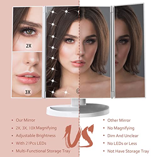 Makeup Mirror Vanity Mirror with Lights, 2X 3X 10X Magnification, Lighted