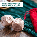 2 Engraved Wooden Date Night Dice – For Anniversary, Him, Her, Wedding, Games, Wife