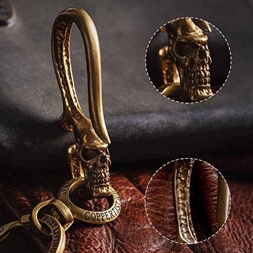 Skull Keychains Cool Brass Keyring for Men