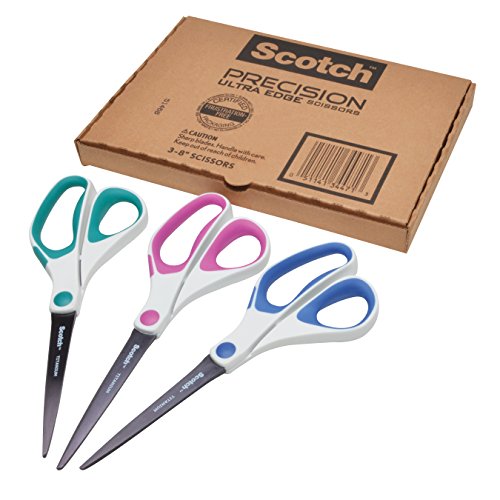 Scotch Precision Ultra Edge Scissors, 8 Inch, 3-Pack (1458-3AMZ-ESF)