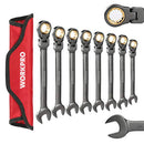 WORKPRO 8-piece Flex-Head Ratcheting Combination Wrench Set