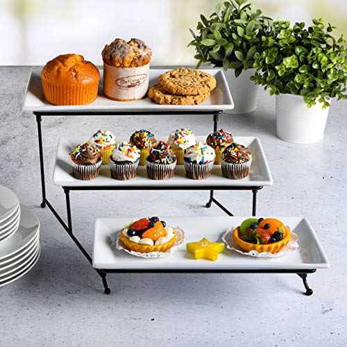 Gibson Home Gracious Dining Dinnerware, 3-Tier Rectangle Plate Set