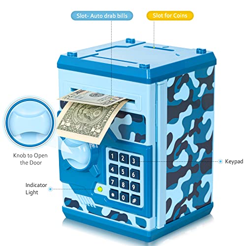 ATM Piggy Bank for Boys Girls, Mini ATM Coin Bank Money Saving Box with Password