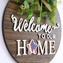 Seasonal Welcome Sign Front Door Decoration, Rustic Round Wood All Seasons