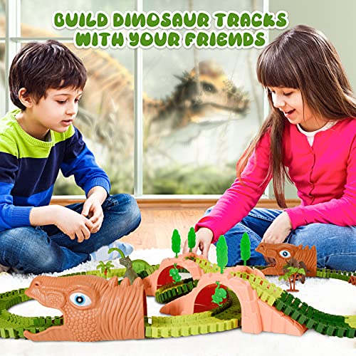 Dinosaur Race Track Toy Set for 3 4 5 6 7 8+ Years Old Boys and Girls, 265 Pieces